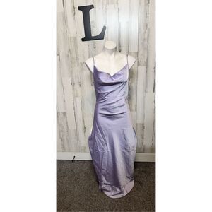 SHEIN BIZwear Cowl Neck Solid Slip Dress Workwear Evening/Wedding Gown